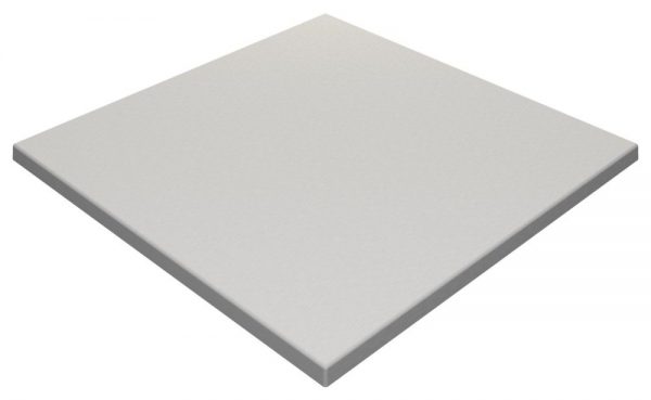 A gray, square, flat panel with a smooth texture. The panel appears to be uniformly thick and is shown from a slight angle, highlighting its flat surface and sharp edges. The background is plain white.