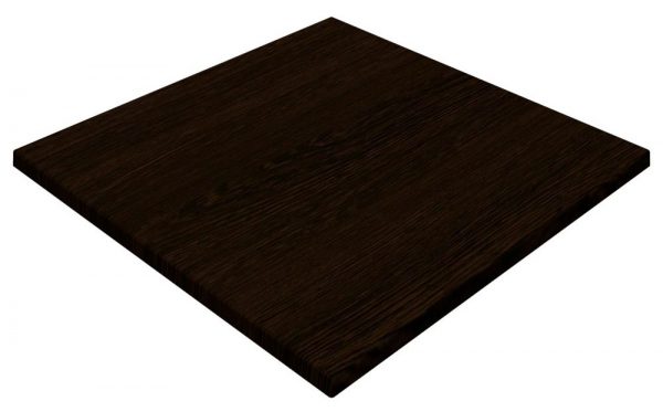 A square piece of dark brown wood, shown at a slight angle to highlight its texture and smooth surface. The wood appears polished and evenly finished.